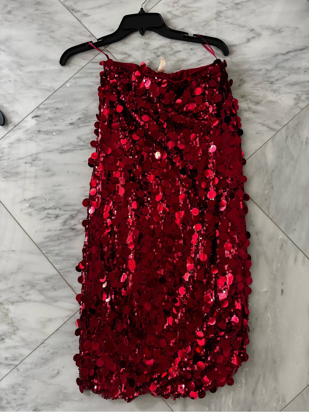Women’s Red Sequin Pencil Skirt
